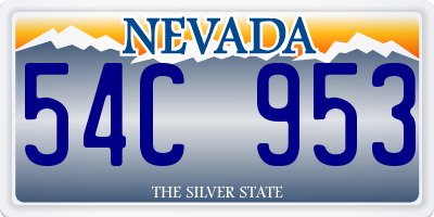 NV license plate 54C953