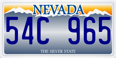 NV license plate 54C965