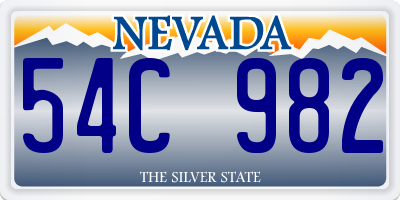 NV license plate 54C982