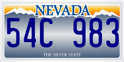NV license plate 54C983