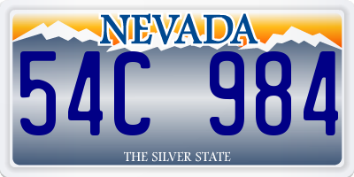 NV license plate 54C984