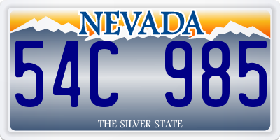 NV license plate 54C985