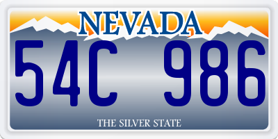 NV license plate 54C986