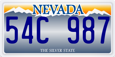 NV license plate 54C987