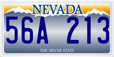 NV license plate 56A213