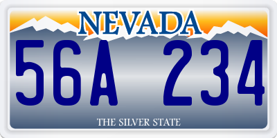 NV license plate 56A234