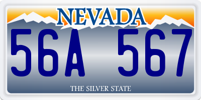 NV license plate 56A567