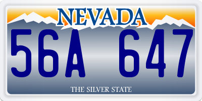 NV license plate 56A647