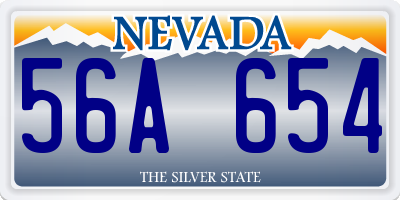 NV license plate 56A654