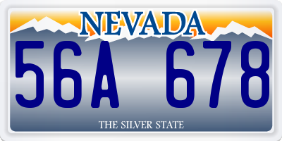 NV license plate 56A678