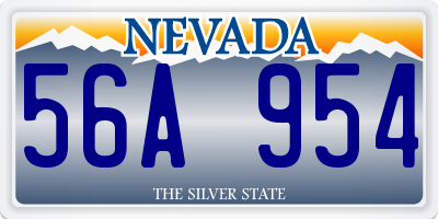 NV license plate 56A954