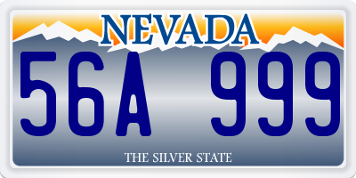 NV license plate 56A999