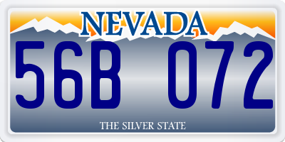 NV license plate 56B072
