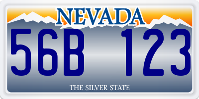 NV license plate 56B123