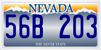 NV license plate 56B203