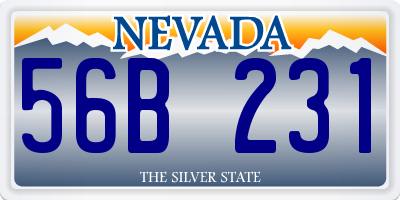NV license plate 56B231