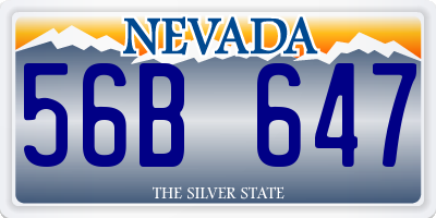 NV license plate 56B647
