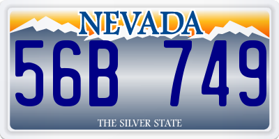 NV license plate 56B749