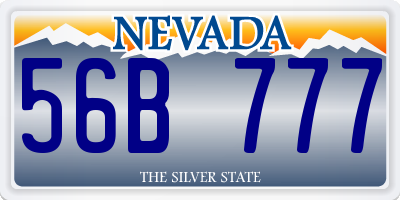 NV license plate 56B777