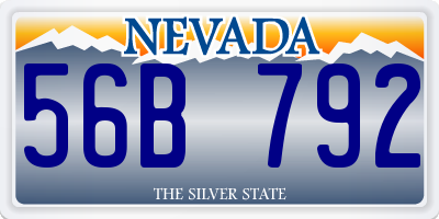 NV license plate 56B792