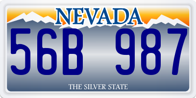 NV license plate 56B987