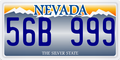 NV license plate 56B999