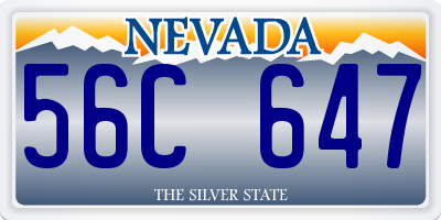 NV license plate 56C647