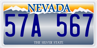 NV license plate 57A567
