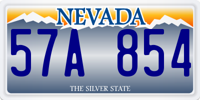 NV license plate 57A854