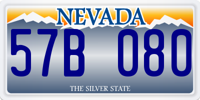 NV license plate 57B080