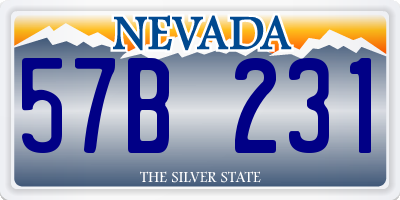 NV license plate 57B231