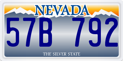 NV license plate 57B792