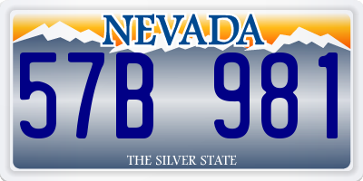NV license plate 57B981