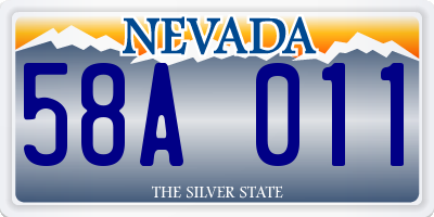 NV license plate 58A011