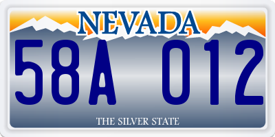NV license plate 58A012
