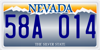 NV license plate 58A014