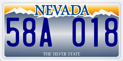 NV license plate 58A018
