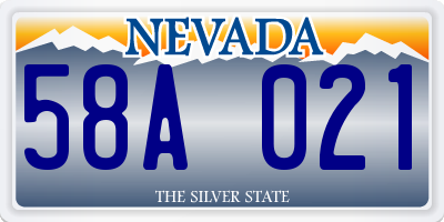 NV license plate 58A021