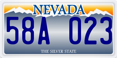 NV license plate 58A023