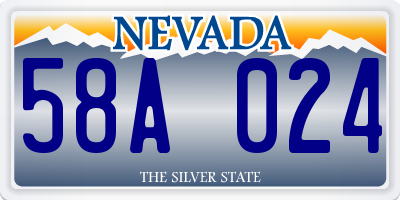 NV license plate 58A024
