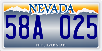 NV license plate 58A025