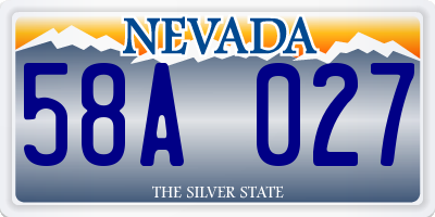 NV license plate 58A027