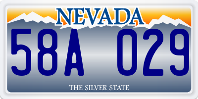 NV license plate 58A029