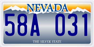 NV license plate 58A031