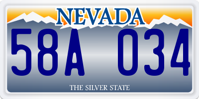 NV license plate 58A034