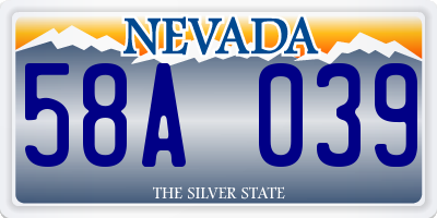 NV license plate 58A039