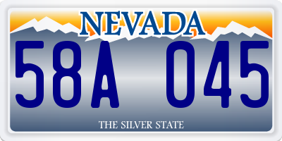 NV license plate 58A045