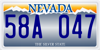 NV license plate 58A047