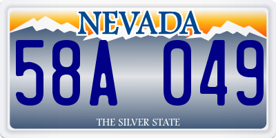 NV license plate 58A049