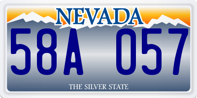 NV license plate 58A057